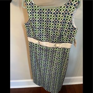 Donna Morgan Green/Navy and White dress
